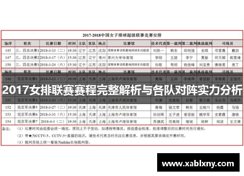 2017女排联赛赛程完整解析与各队对阵实力分析